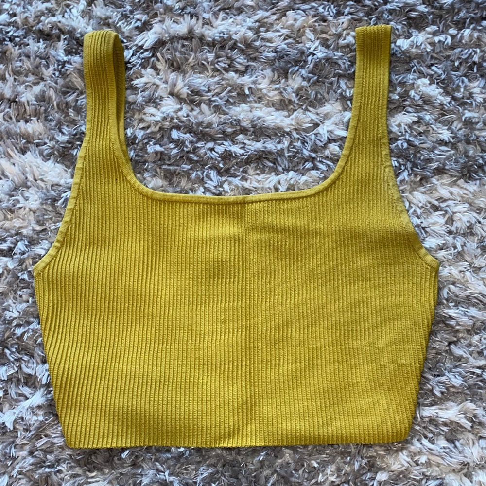 Babaton Ribbed Mustard Crop Top